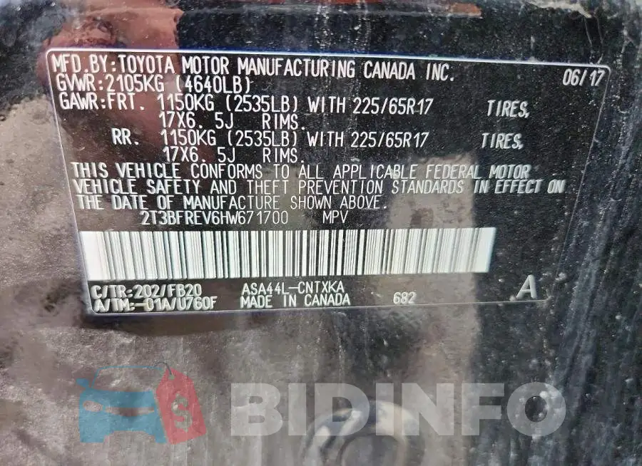 2T3BFREV6HW671700 Photo# 14