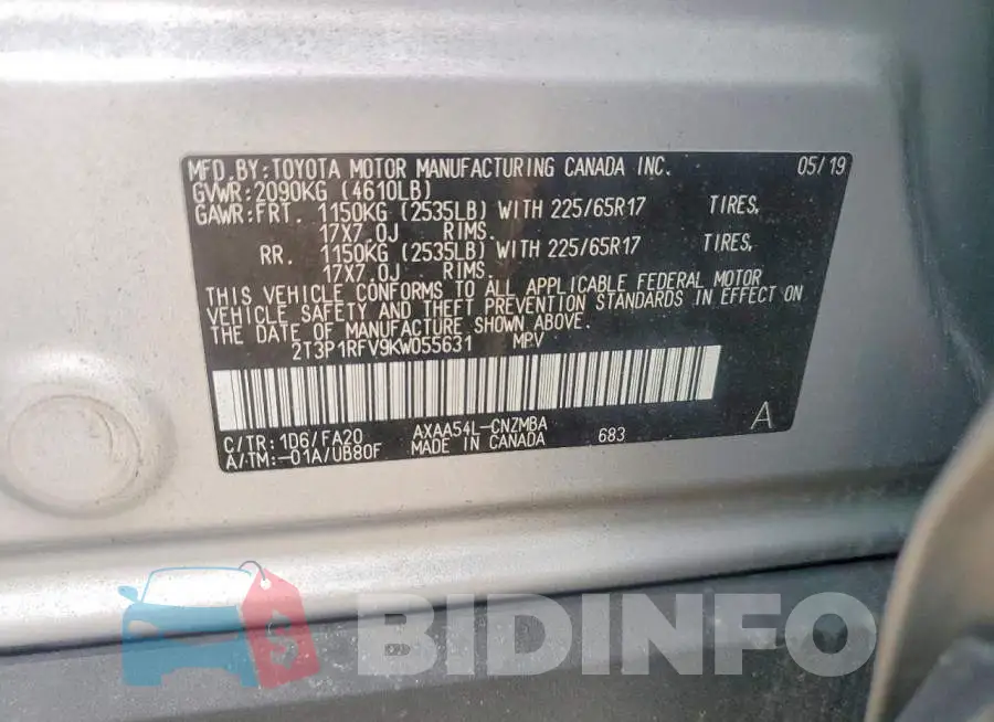 2T3P1RFV9KW055631 Photo# 14