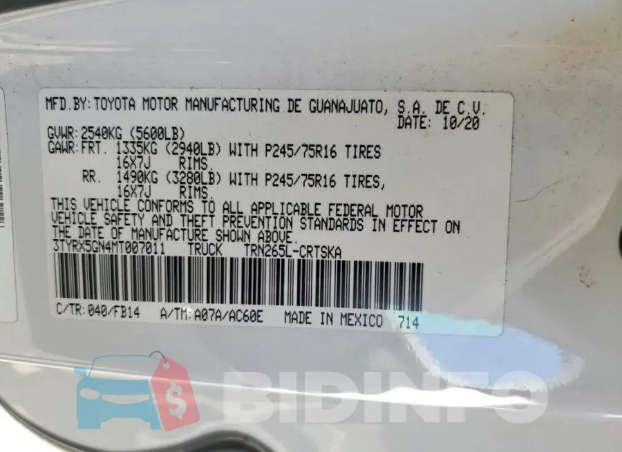 3TYRX5GN4MT007011 Photo# 13