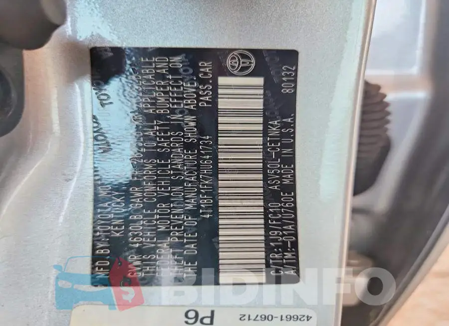 4T1BF1FK7HU641734 Photo# 12