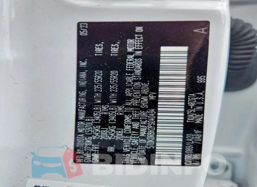 5TDKDRBH2PS040494 Photo# 13