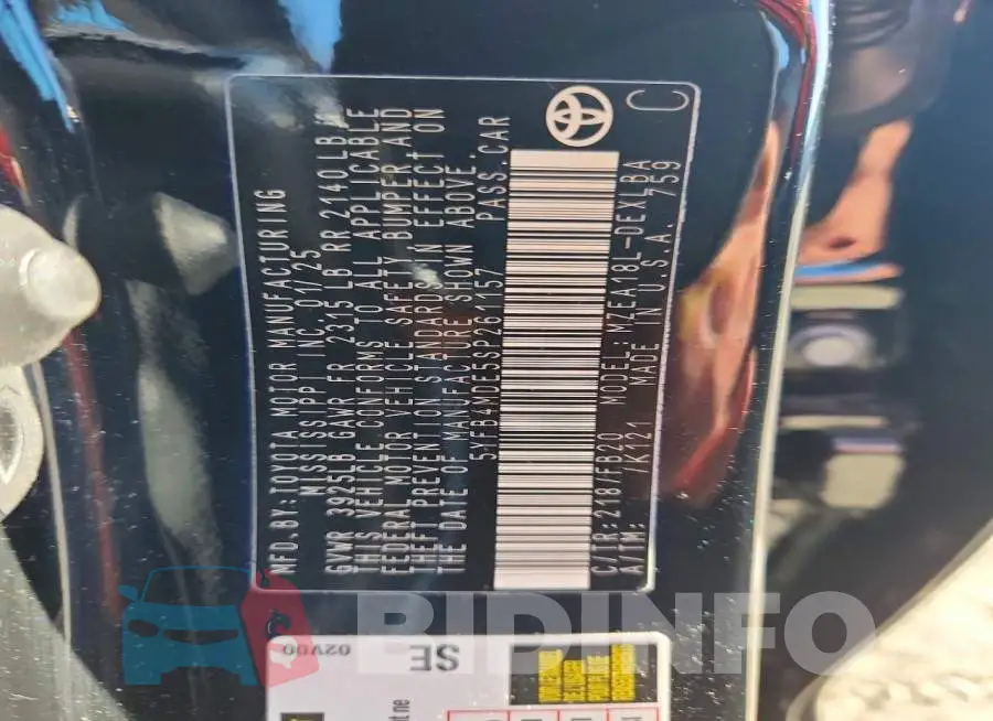 5YFB4MDE5SP261157 Photo# 12