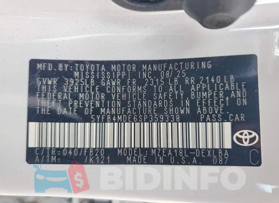 5YFB4MDE6SP359338 Photo# 13