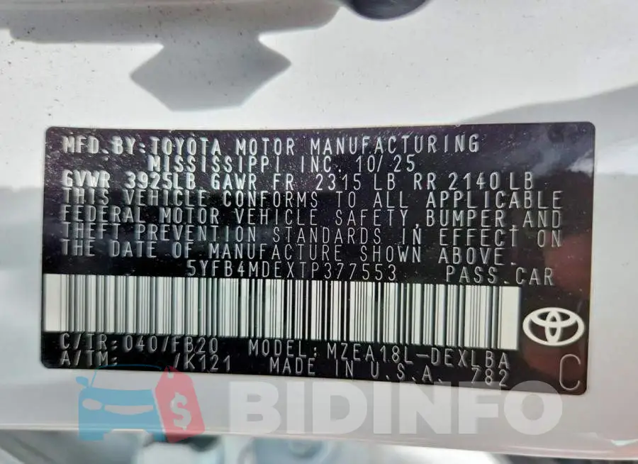 5YFB4MDEXTP377553 Photo# 13