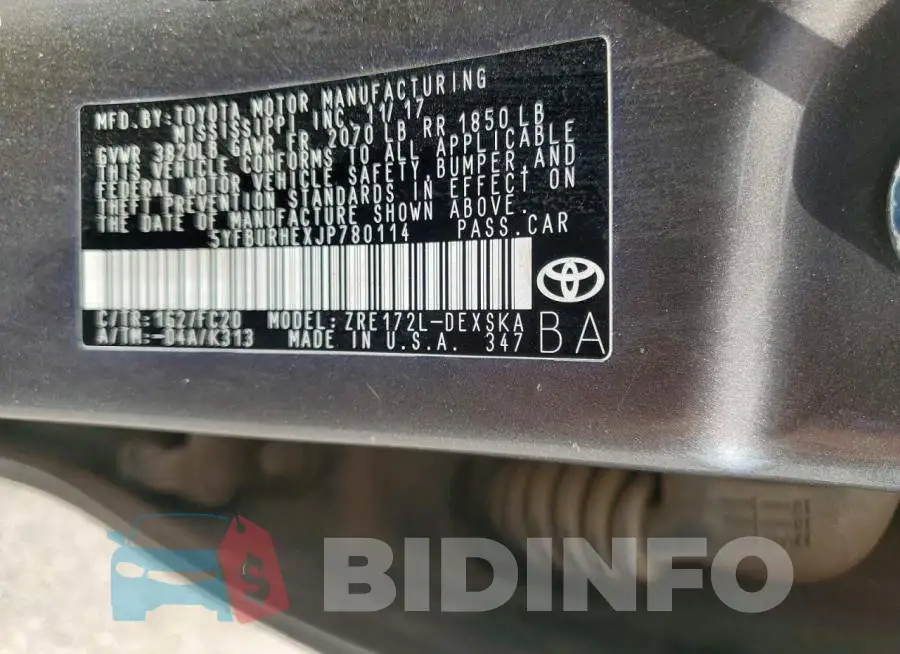 5YFBURHEXJP780114 Photo# 12
