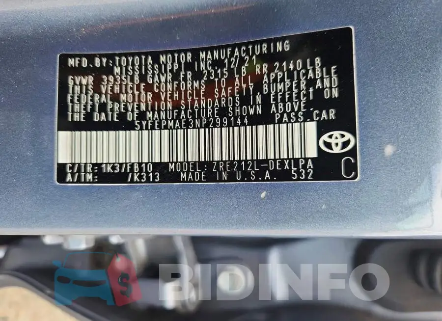 5YFEPMAE3NP299144 Photo# 12