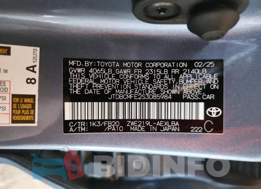 JTDBCMFE2S3085984 Photo# 12