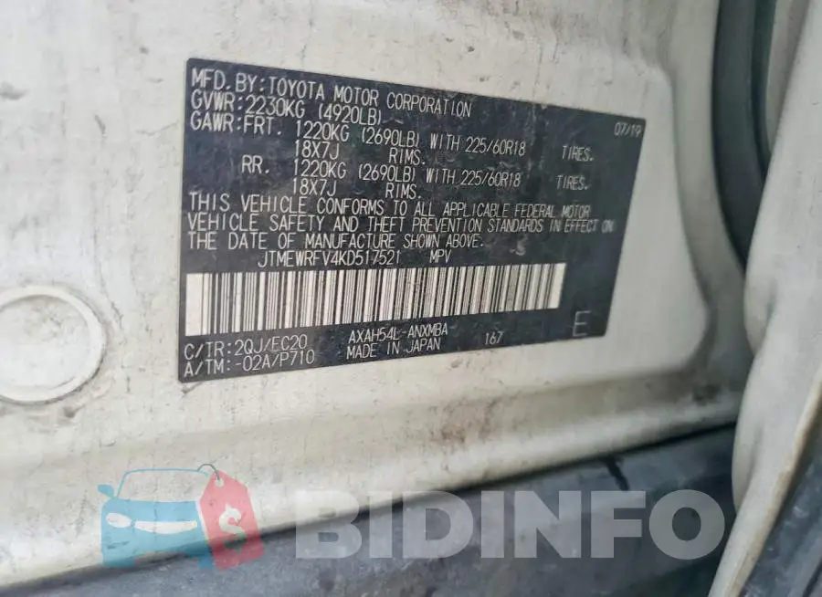 JTMEWRFV4KD517521 Photo# 12
