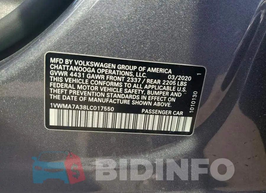 1VWMA7A38LC017550 Photo# 12