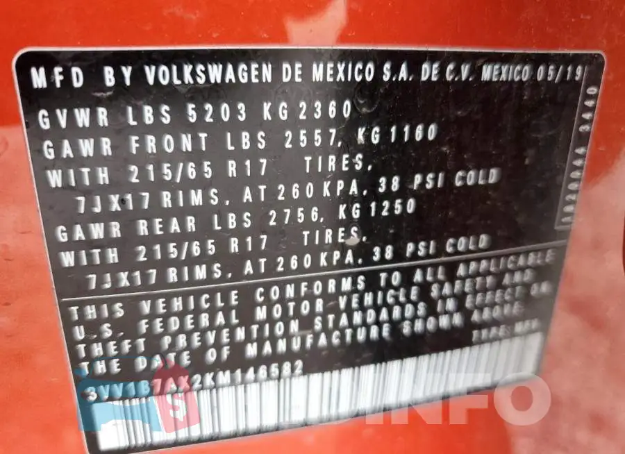 3VV1B7AX2KM146582 Photo# 13
