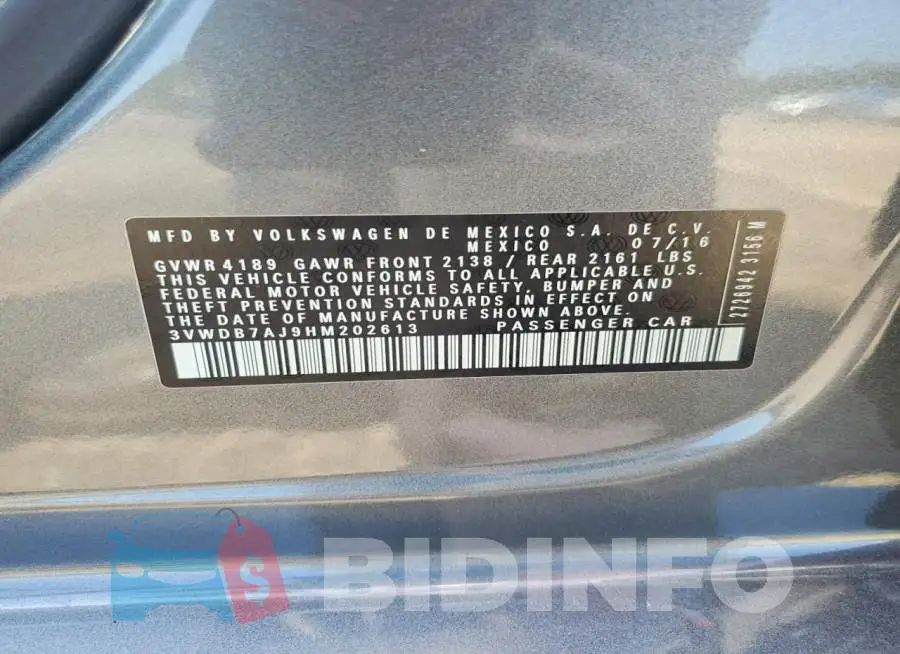 3VWDB7AJ9HM202613 Photo# 12