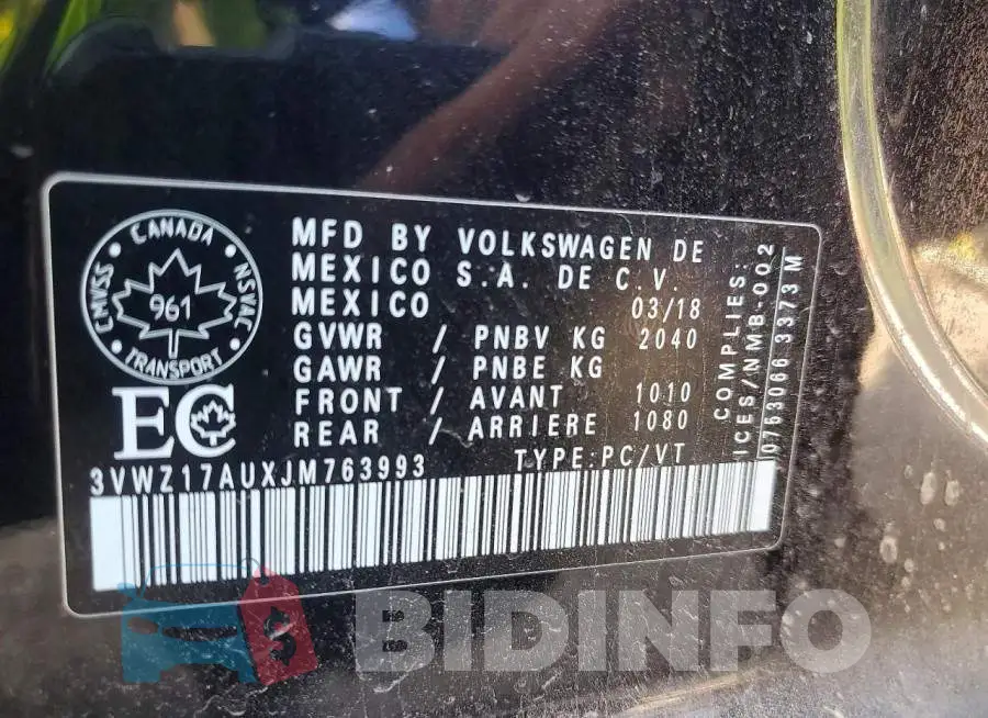 3VWZ17AUXJM763993 Photo# 14