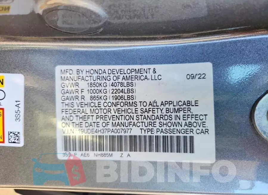 19UDE4H37PA007977 Photo# 12