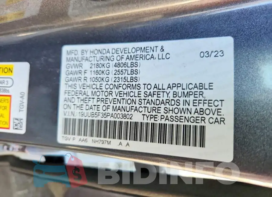 19UUB5F35PA003802 Photo# 12