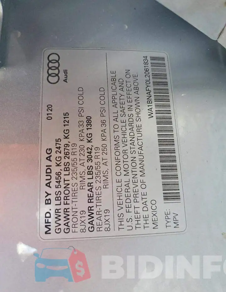 WA1BNAFY0L2061834 Photo# 12