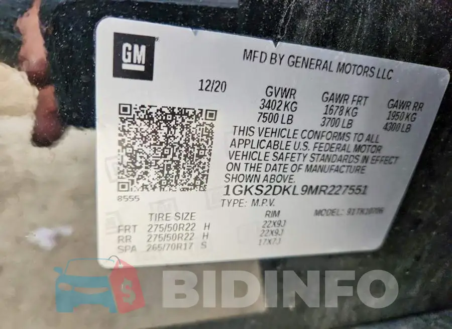 1GKS2DKL9MR227551 Photo# 14