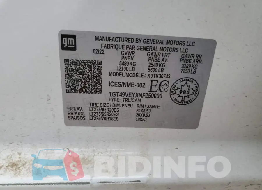 1GT49VEYXNF250000 Photo# 12