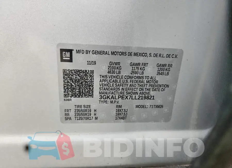 3GKALPEX7LL219821 Photo# 13