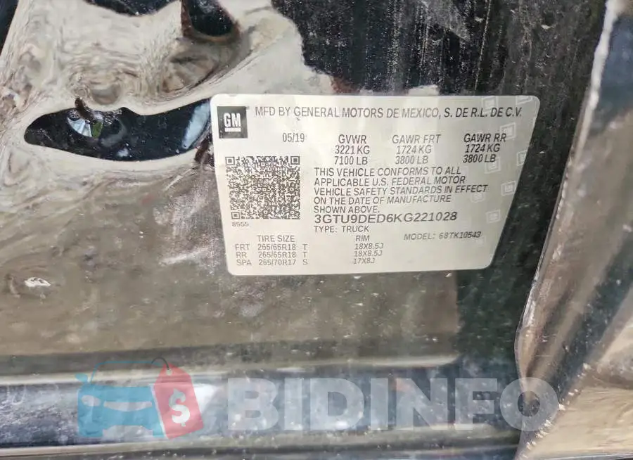 3GTU9DED6KG221028 Photo# 12