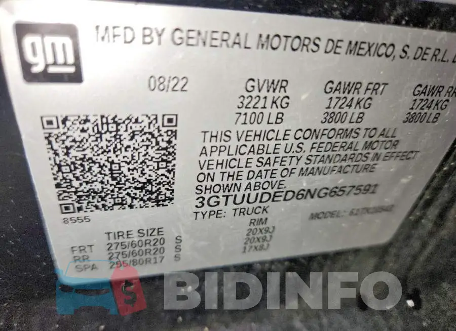 3GTUUDED6NG657591 Photo# 12