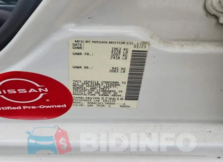 1N4BL4BV2PN379618 Photo# 12