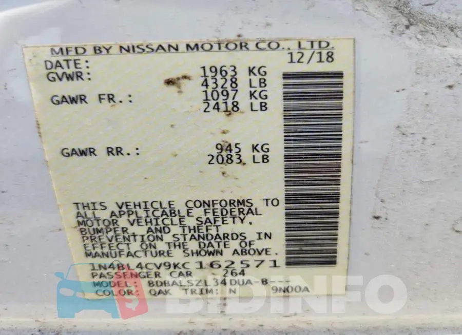 1N4BL4CV9KC162571 Photo# 12