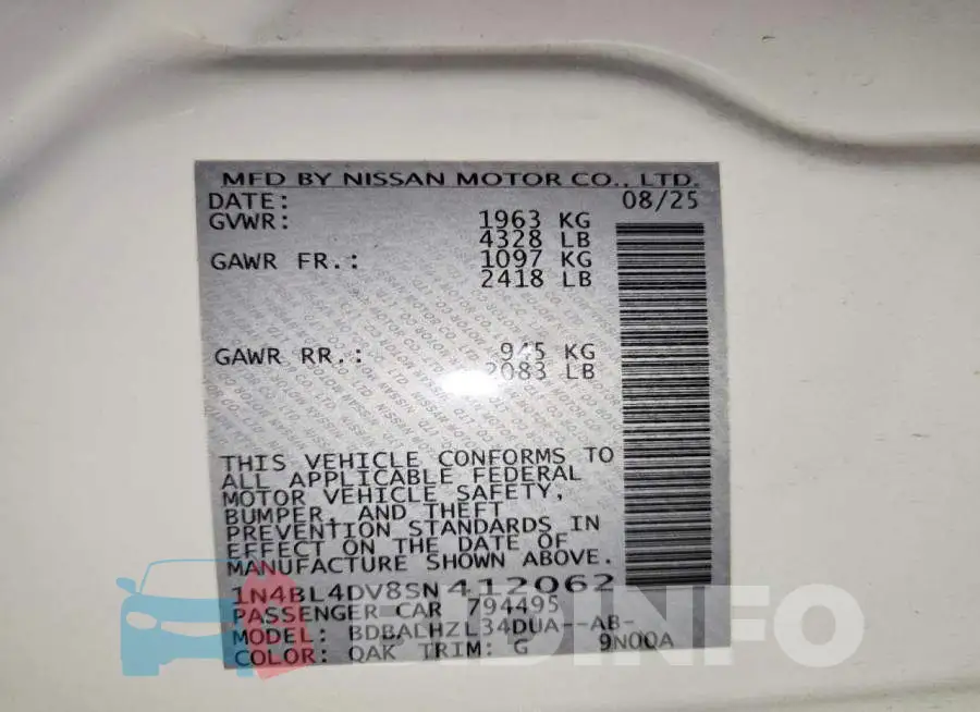 1N4BL4DV8SN412062 Photo# 13