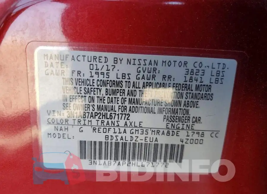 3N1AB7AP2HL671772 Photo# 12