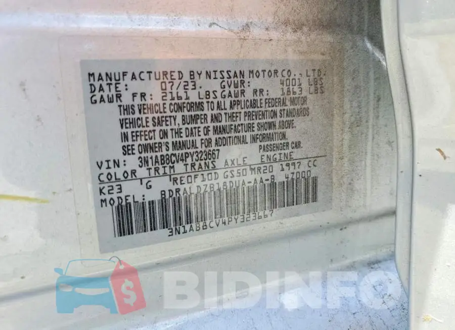 3N1AB8CV4PY323667 Photo# 12