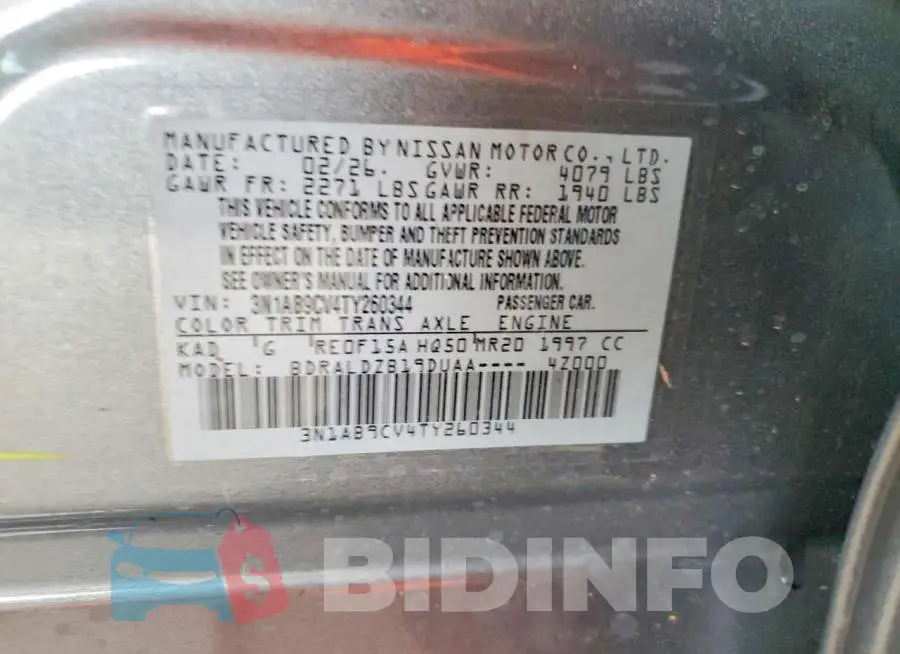 3N1AB9CV4TY260344 Photo# 12