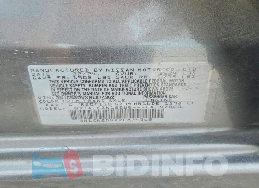 3N1CN8DVXRL874362 Photo# 13