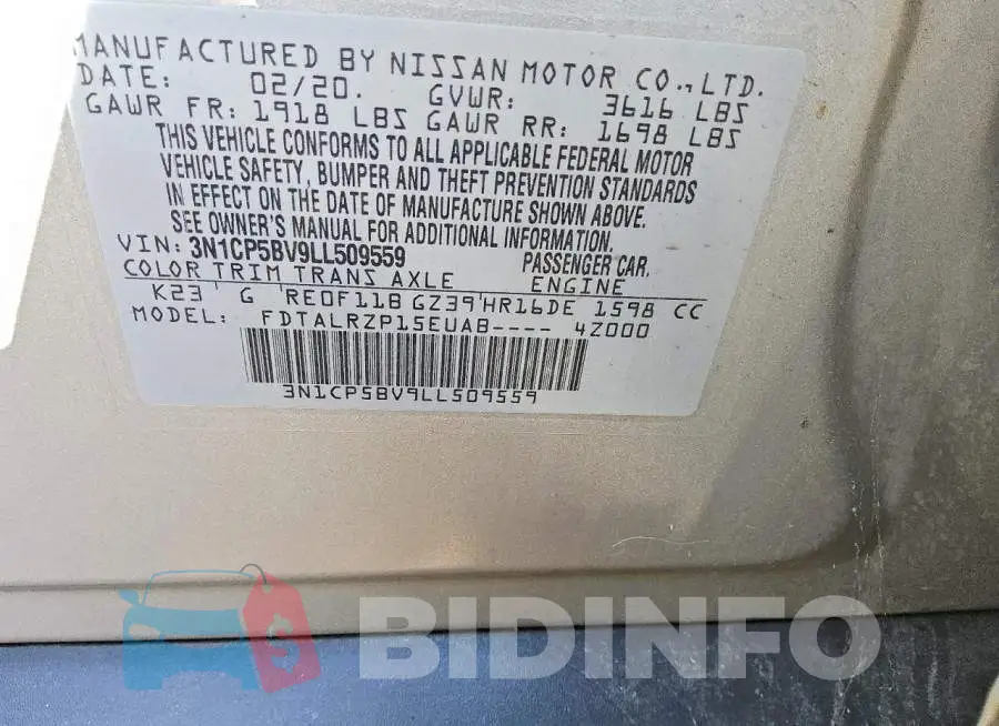 3N1CP5BV9LL509559 Photo# 12