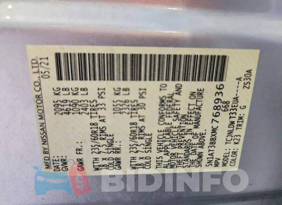 5N1AT3BBXMC768936 Photo# 14