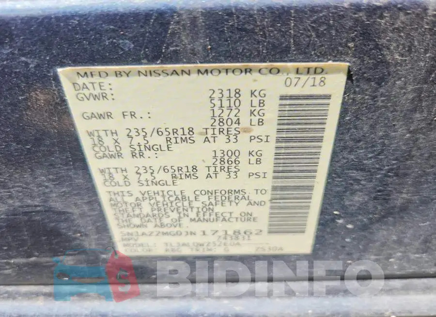 5N1AZ2MG0JN171862 Photo# 14