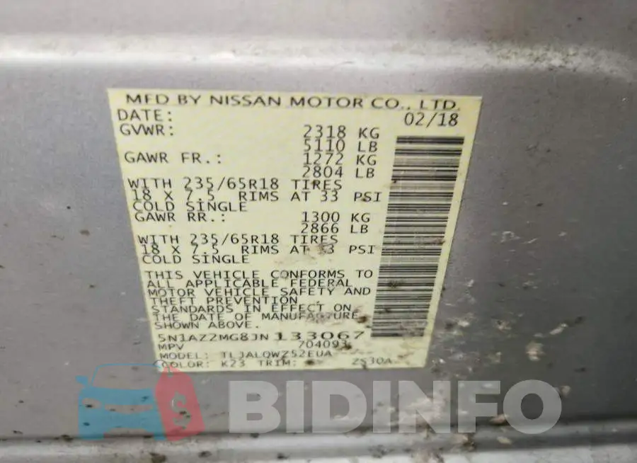 5N1AZ2MG8JN133067 Photo# 13