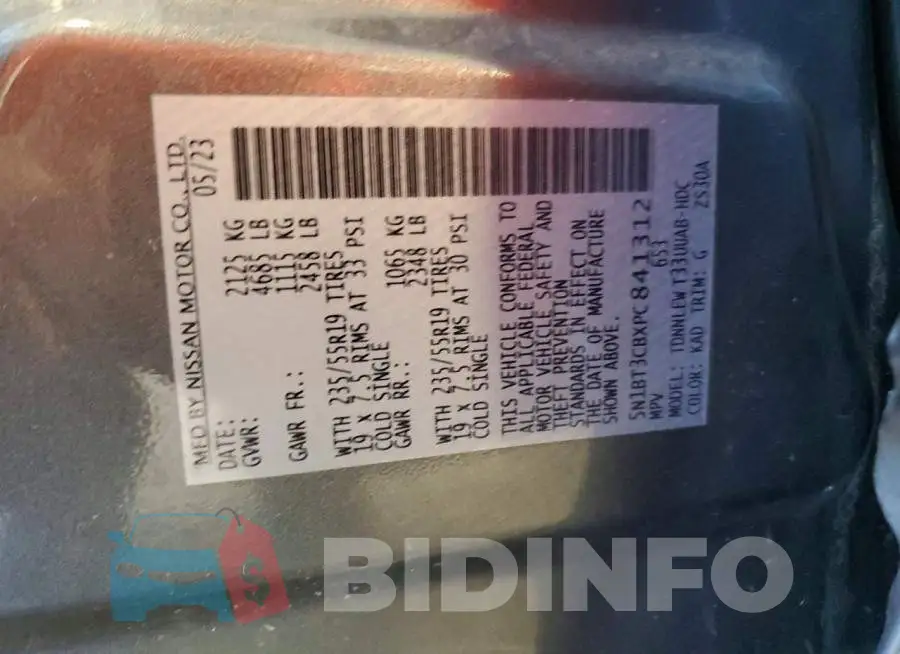 5N1BT3CBXPC841312 Photo# 14