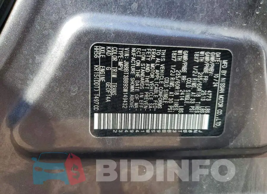 JN8BT3BB9SW149432 Photo# 13