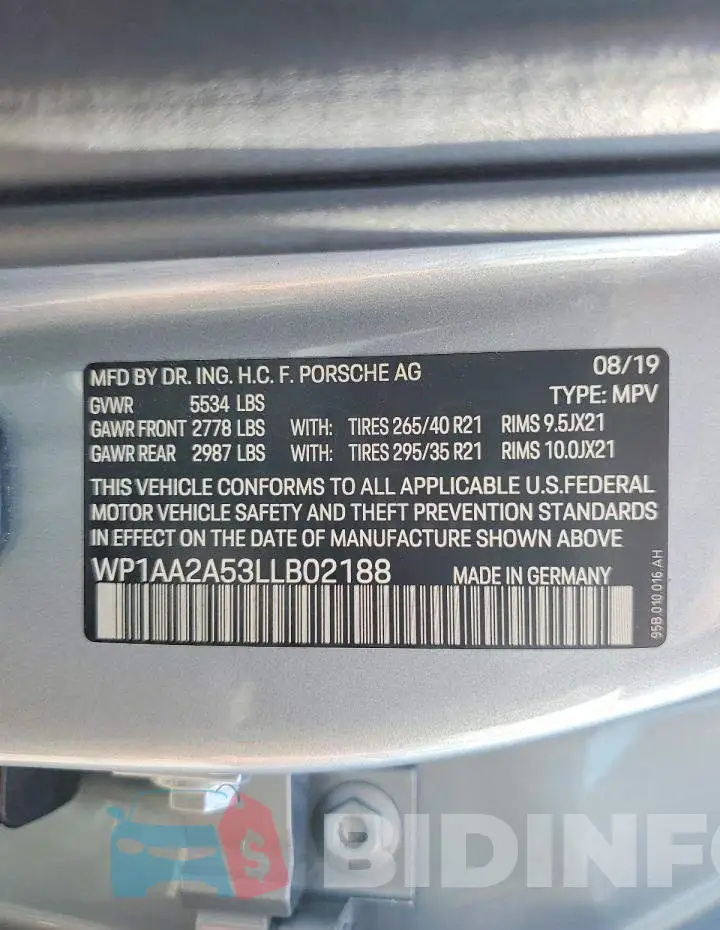 WP1AA2A53LLB02188 Photo# 13