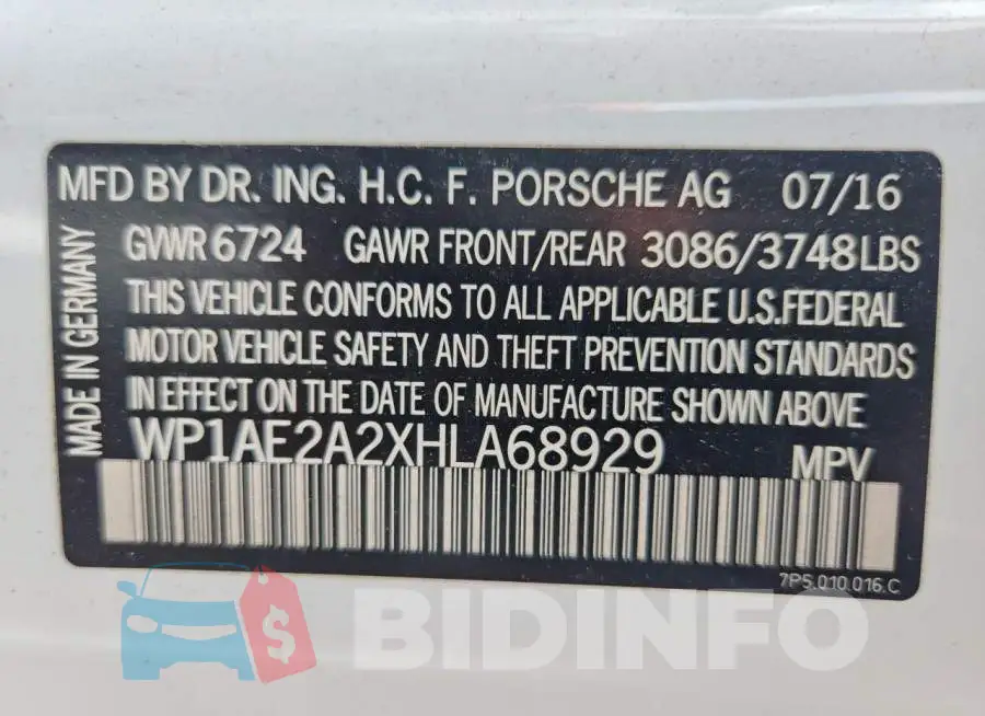 WP1AE2A2XHLA68929 Photo# 13