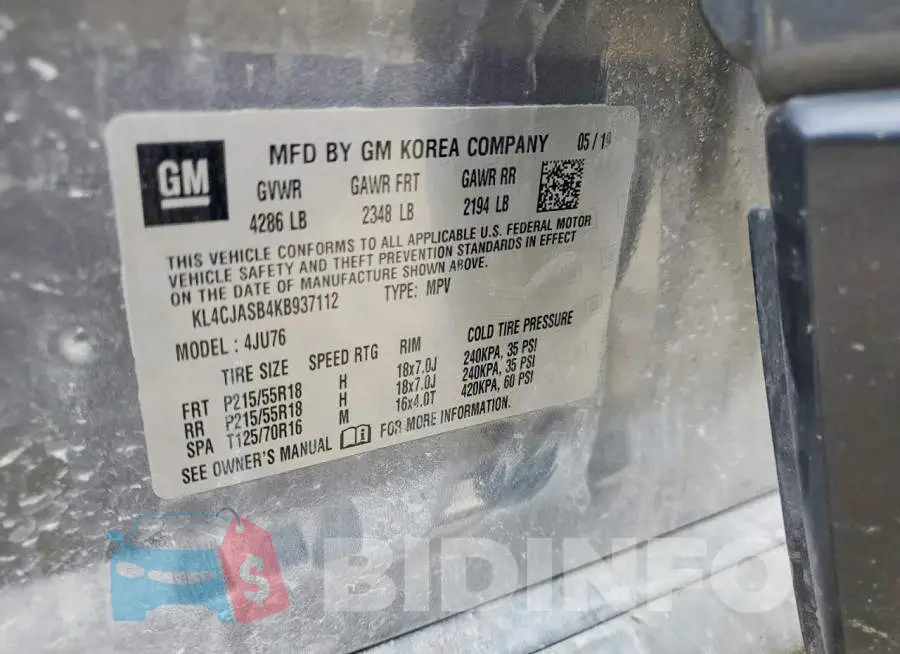 KL4CJASB4KB937112 Photo# 14