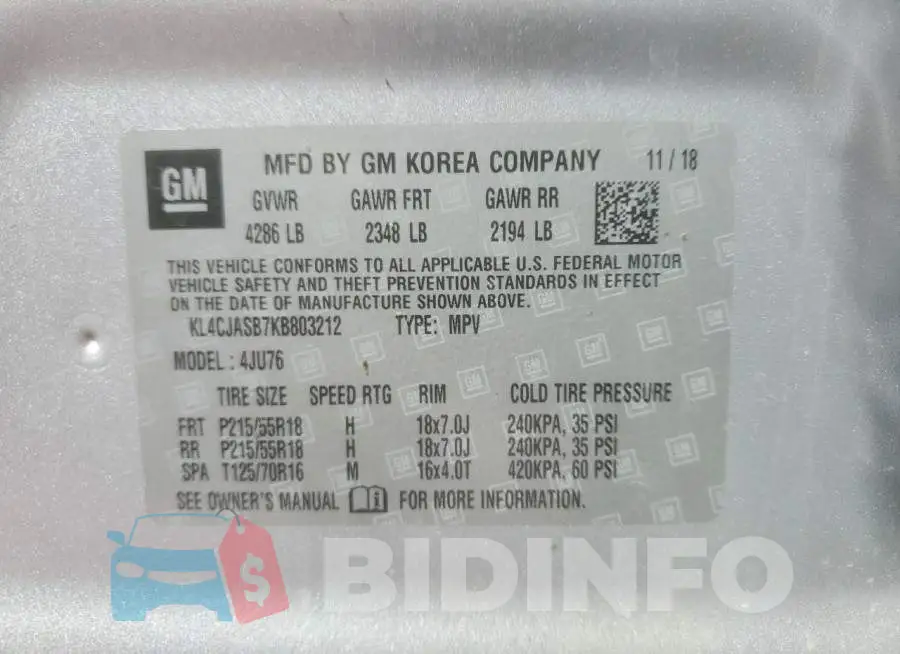 KL4CJASB7KB803212 Photo# 13