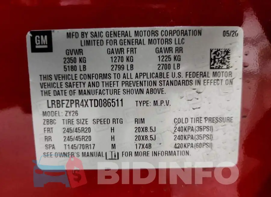 LRBFZPR4XTD086511 Photo# 12
