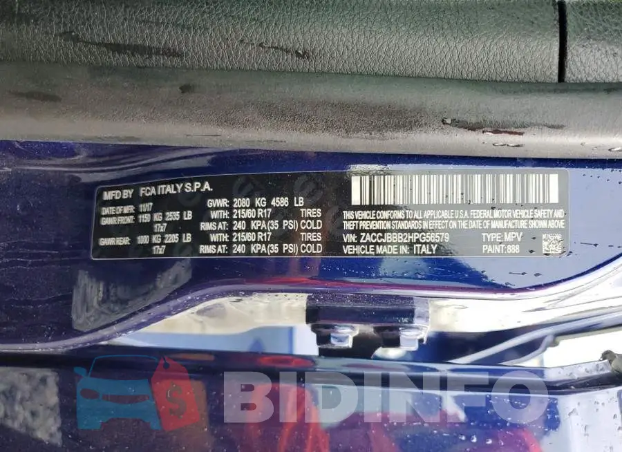 ZACCJBBB2HPG56579 Photo# 12