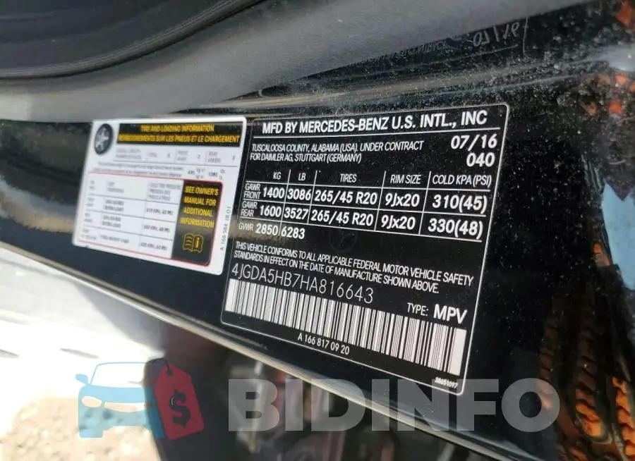 4JGDA5HB7HA816643 Photo# 13