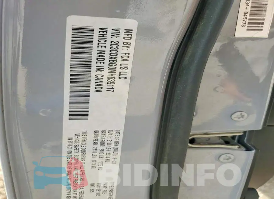 2C3CDXBG0MH639117 Photo# 12