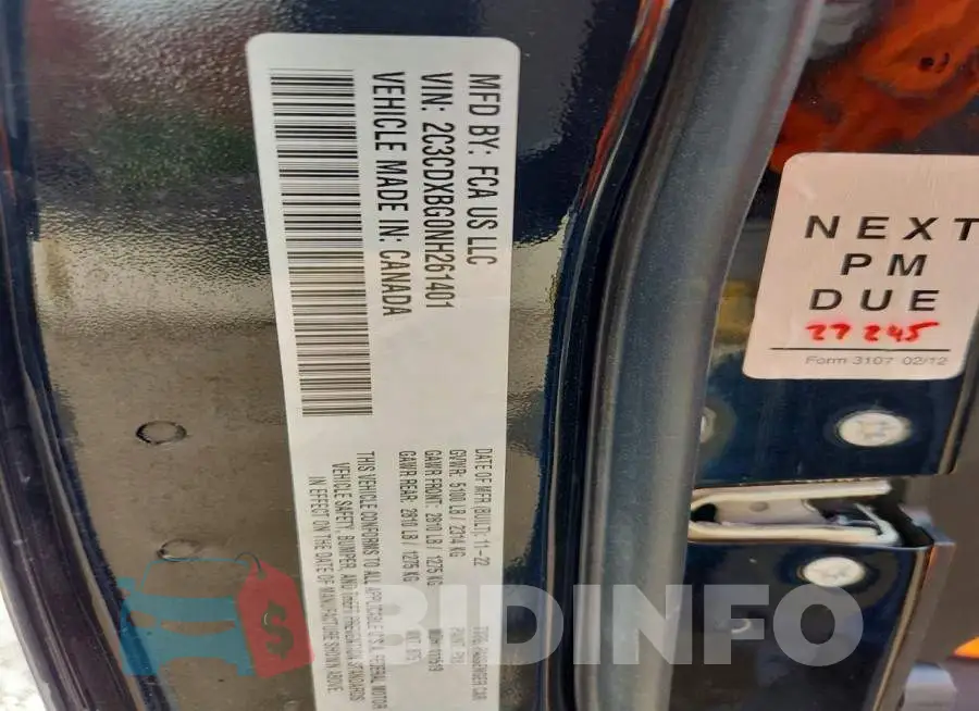 2C3CDXBG0NH261401 Photo# 12