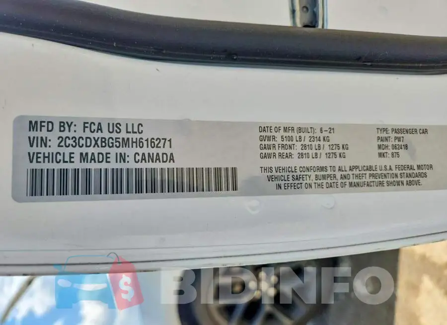 2C3CDXBG5MH616271 Photo# 12