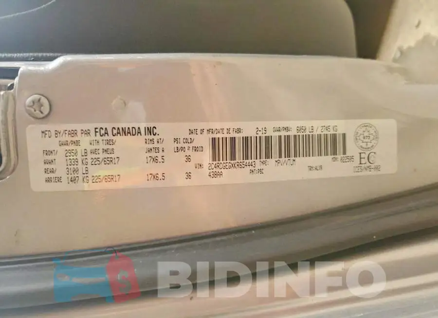 2C4RDGEGXKR654443 Photo# 13