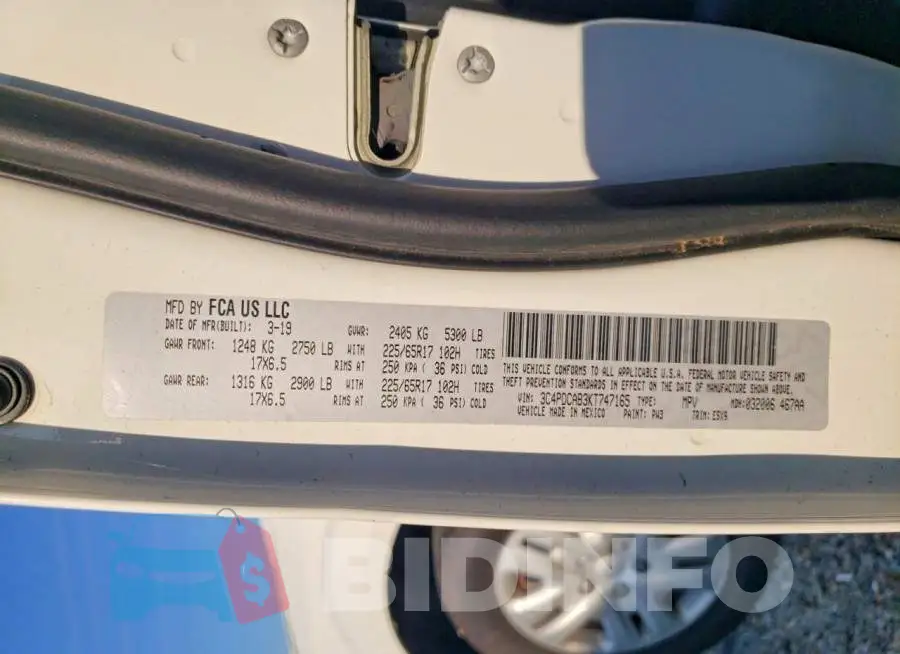 3C4PDCAB3KT747165 Photo# 13
