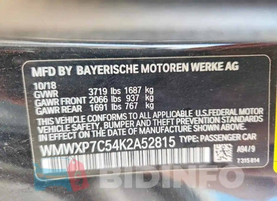 WMWXP7C54K2A52815 Photo# 12